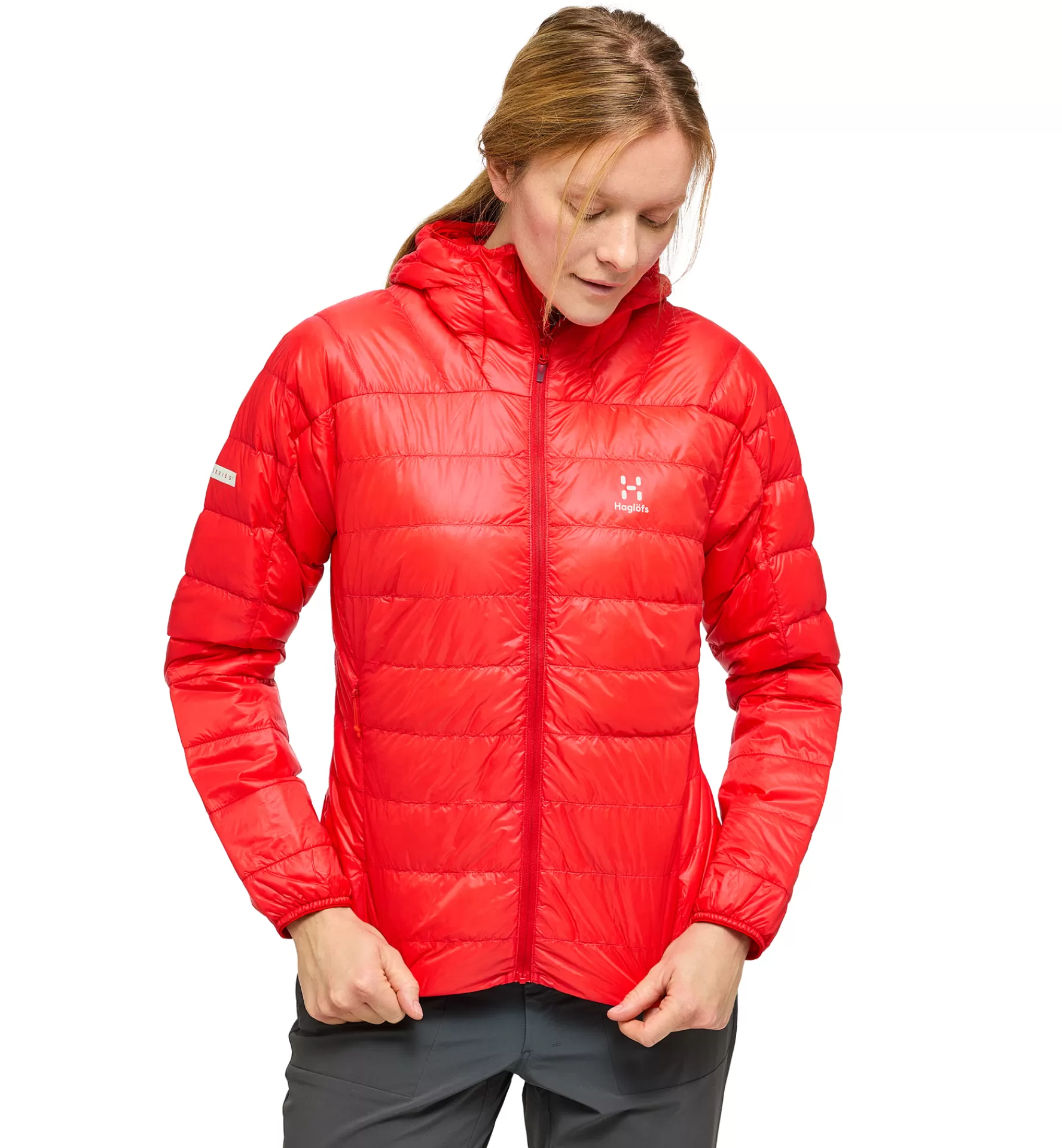 Discount Haglöfs L.I.M Down Hood Women Poppy Red