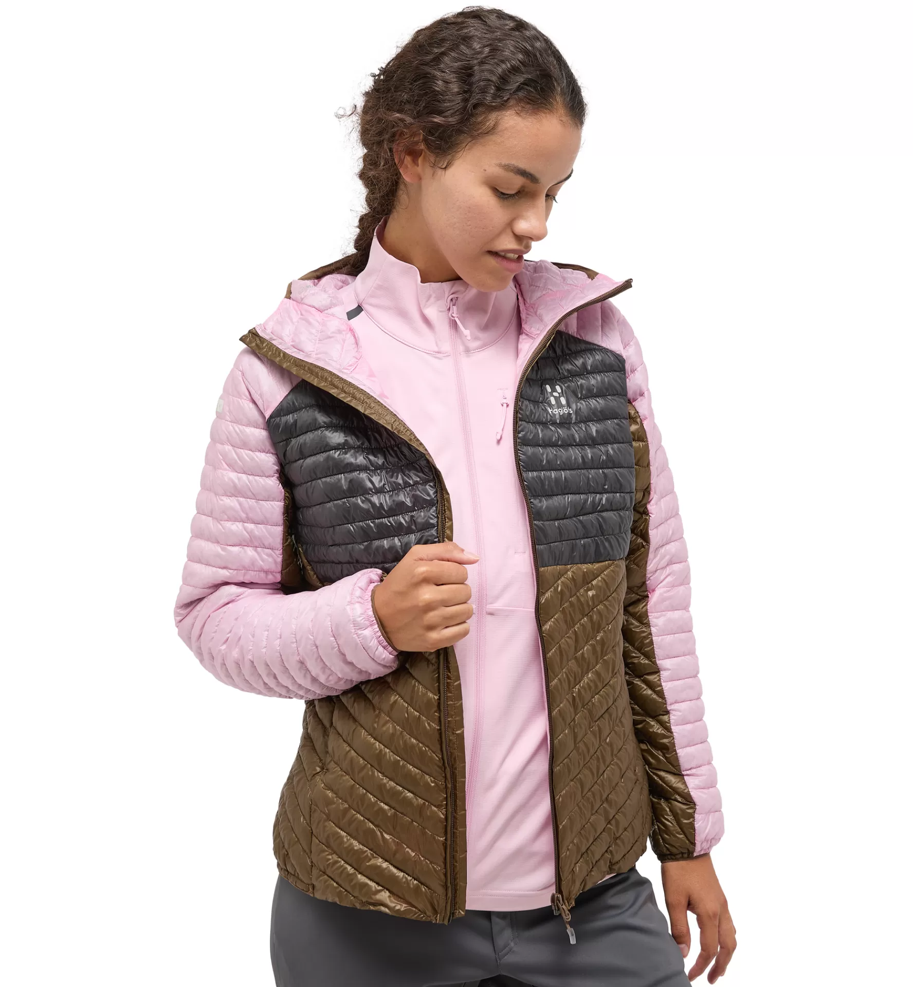 Best Haglöfs L.I.M Mimic Hood Women Fresh Pink/Teak Brown