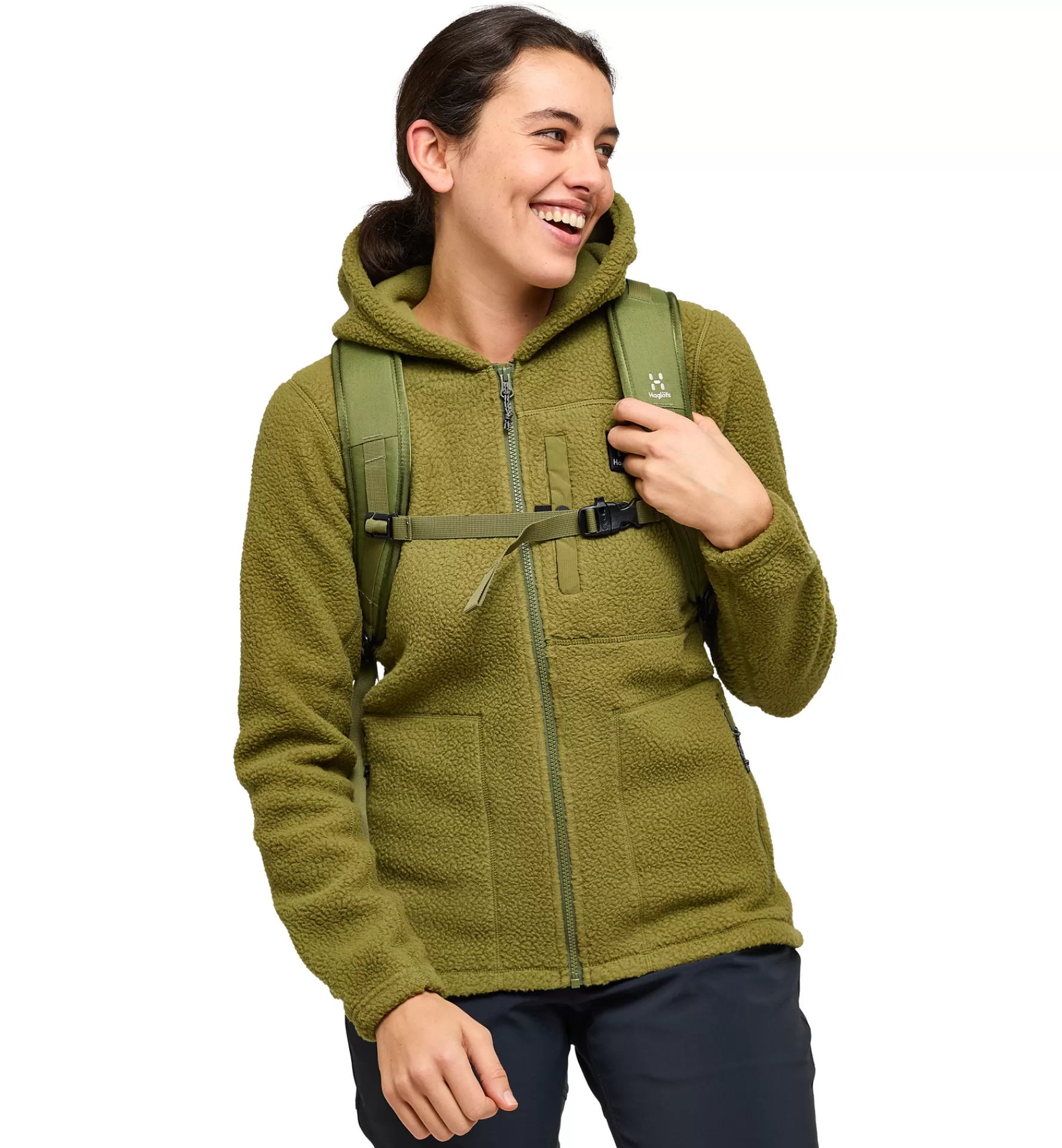 Outlet Haglöfs Malung Pile Hood Women Olive Green