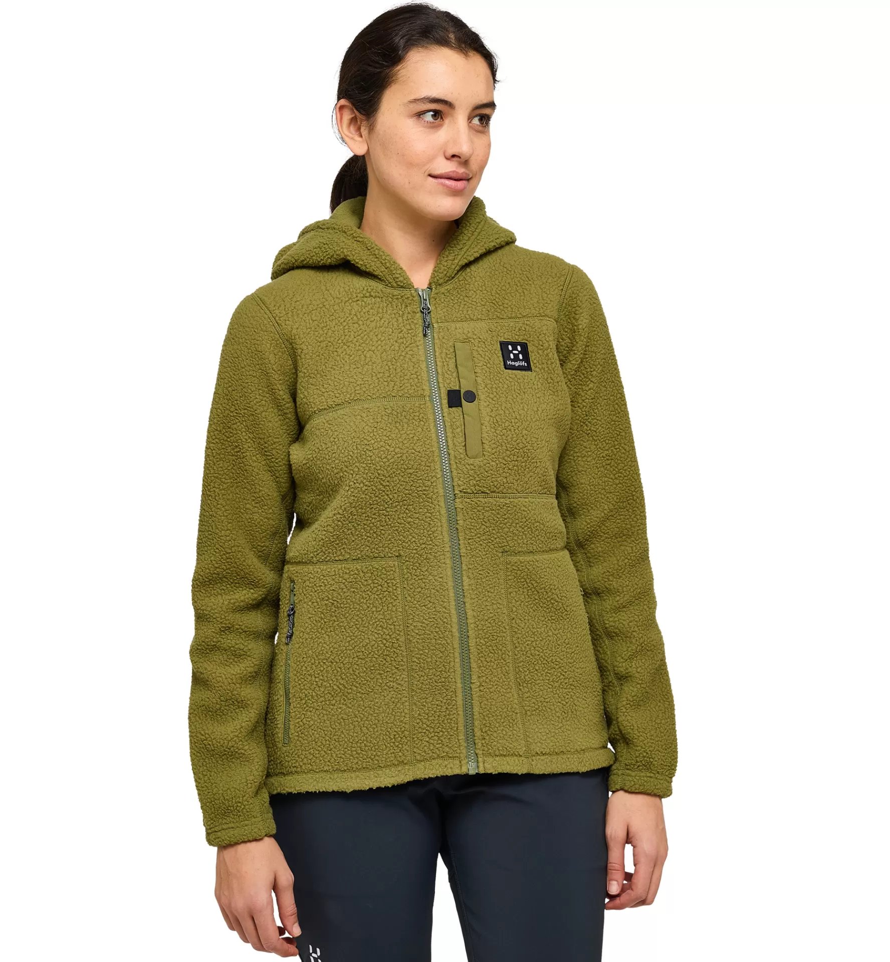 Outlet Haglöfs Malung Pile Hood Women Olive Green