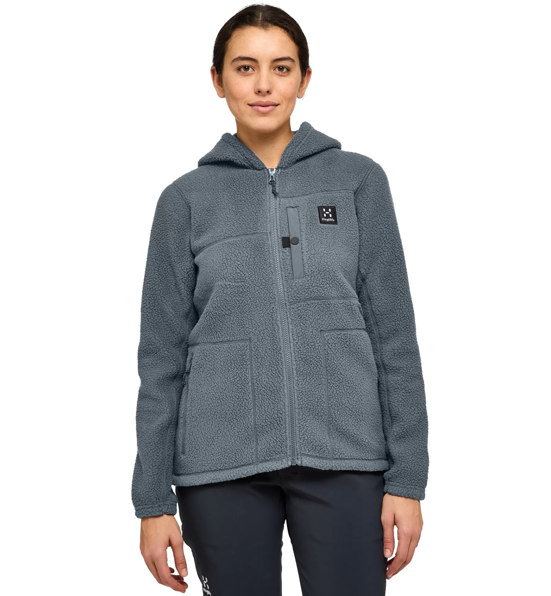 New Haglöfs Malung Pile Hood Women Steel Blue