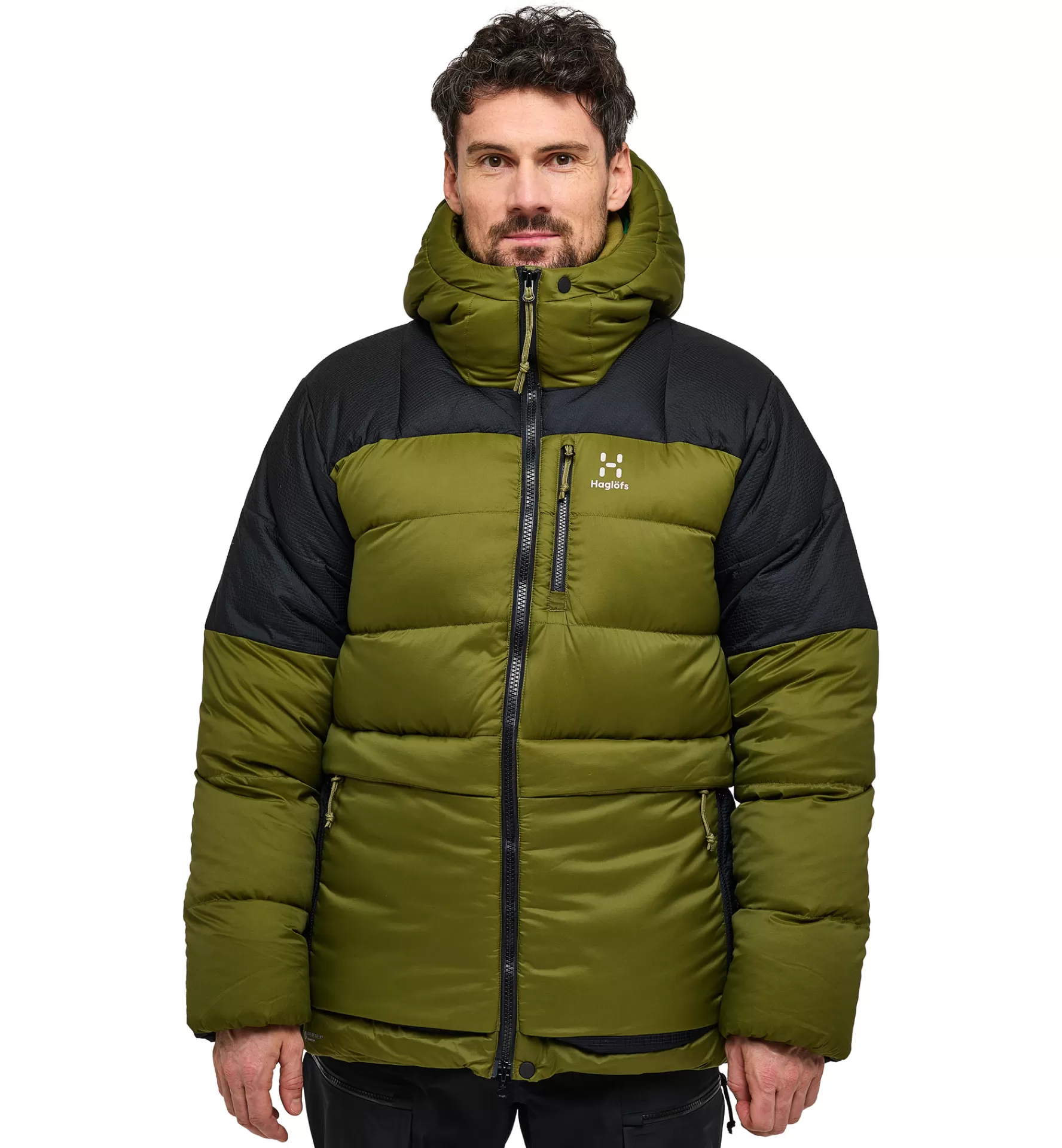 Discount Haglöfs Riksgränsen Down 850 Hood Men Olive Green/True Black