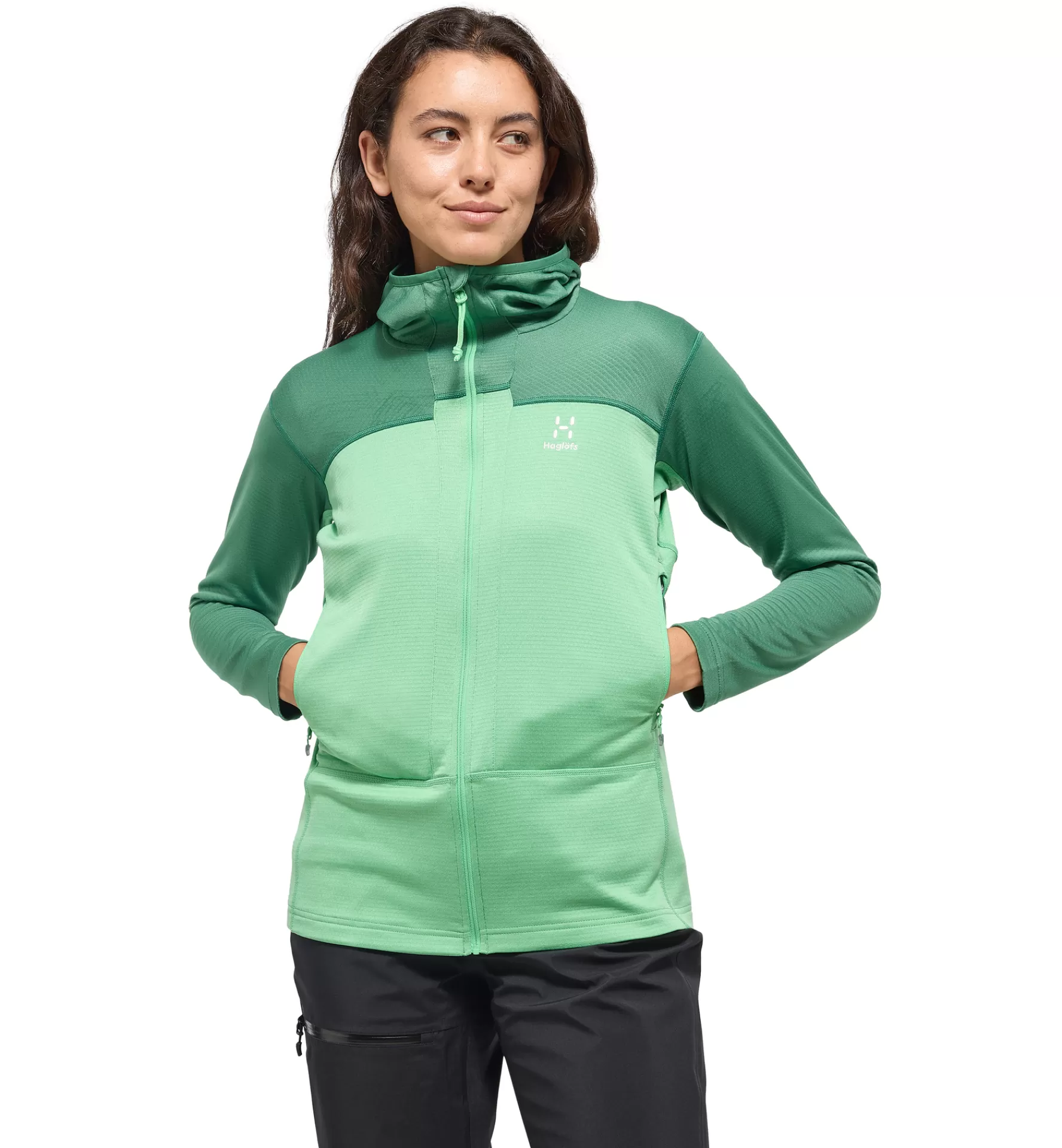 Outlet Haglöfs ROC Flash Mid Hood Women Dk Jelly Green/Mint Stone